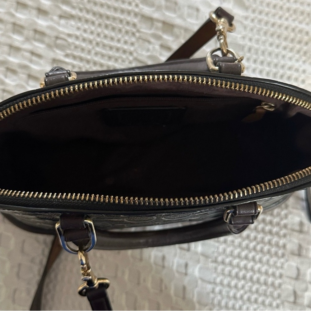 Coach Embossed Black and Brown Shoulder Bag - Picture 5 of 7